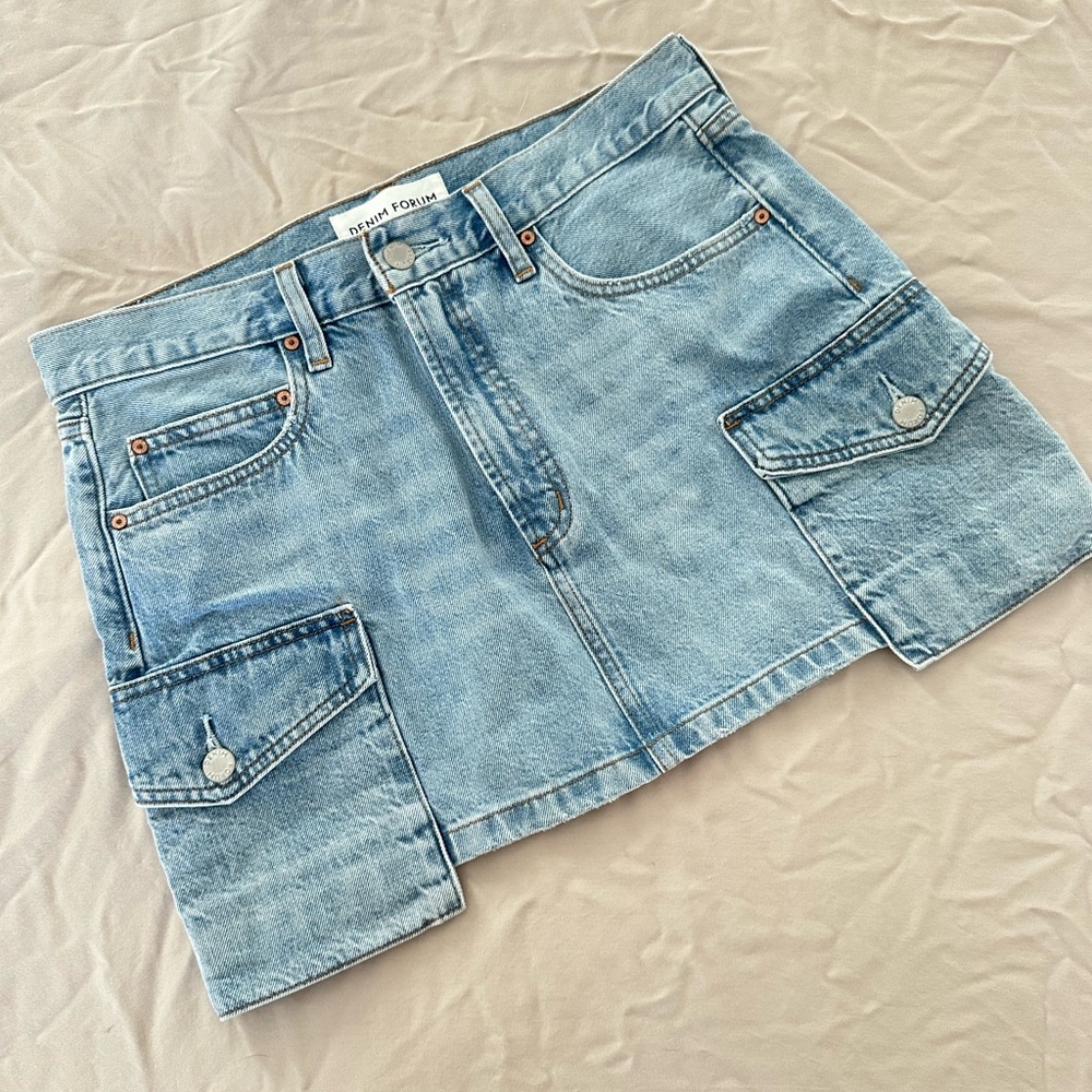 Aritzia - Denim Forum Light Blue Cargo Mini Skirt